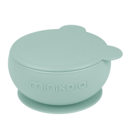 MinikOiOi Bowly Silicone Suction Bowl with Lid| River Green