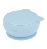 MinikOiOi Bowly Silicone Suction Bowl with Lid| Mineral Blue