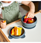 MinikOiOi Bowly Silicone Suction Bowl with Lid| Mineral Blue