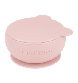 MinikOiOi Bowly Silicone Suction Bowl with Lid| Pinky Pink