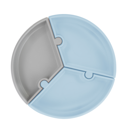 MinikOiOi Puzzle Silicone Suction Plate | Mineral Blue / Powder Gray