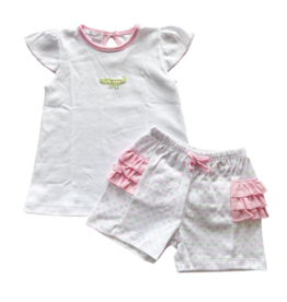 Magnolia Baby Alligator Pie Pink Pima Embroidered Ruffle Short Set