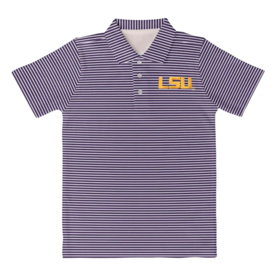 Vive La Fete Inc Embroidered Stripe Polo | LSU Tigers