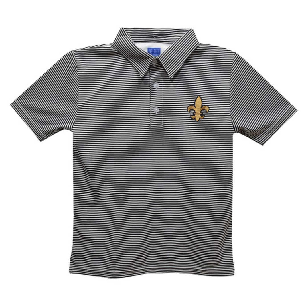 Vive La Fete Inc Embroidered Stripe Polo | Fleur De Lis Saints
