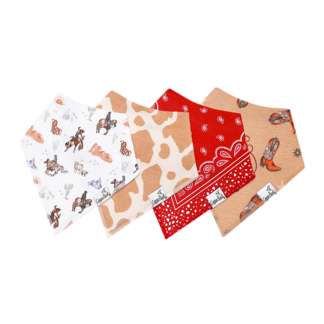 Copper Pearl Baby Bandana Bib 4-Pack Set |  Boone