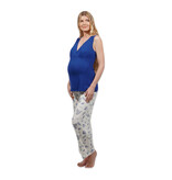 Coastal Anelise 5-Piece Mom and Baby Matching Gift Set | Adult Pajama Set Newborn Gown and Hat Set