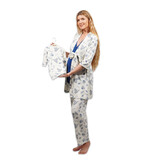 Coastal Anelise 5-Piece Mom and Baby Matching Gift Set | Adult Pajama Set Newborn Gown and Hat Set