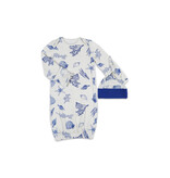 Coastal Anelise 5-Piece Mom and Baby Matching Gift Set | Adult Pajama Set Newborn Gown and Hat Set