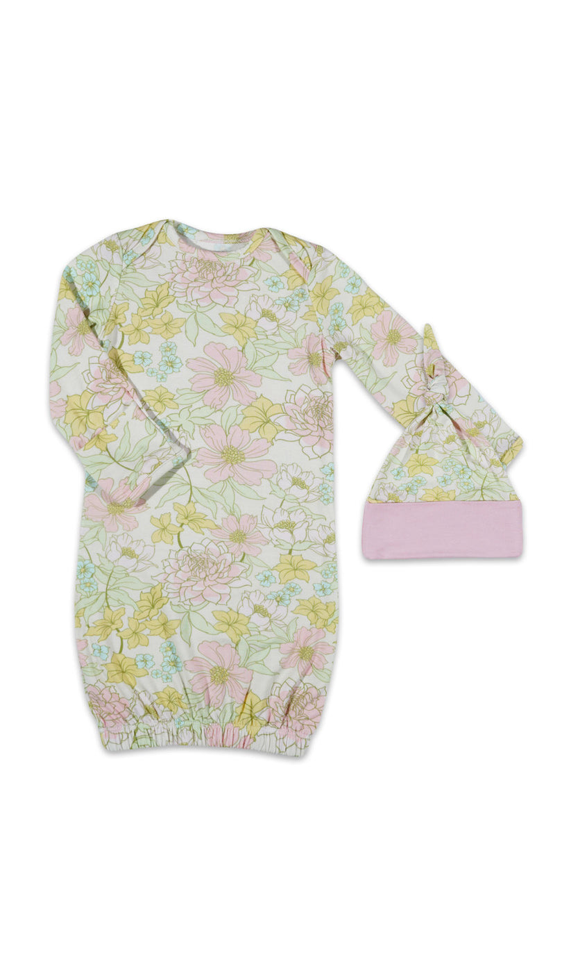 Begonia Anelise 5-Piece Mom and Baby Matching Gift Set | Adult Pajama Set Newborn Gown and Hat Set