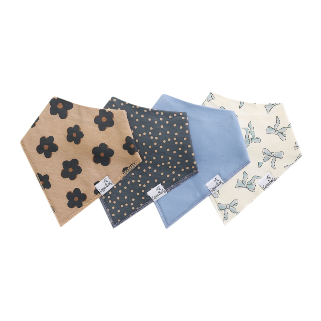 Copper Pearl Baby Bandana Bib 4-Pack Set |  Gemma