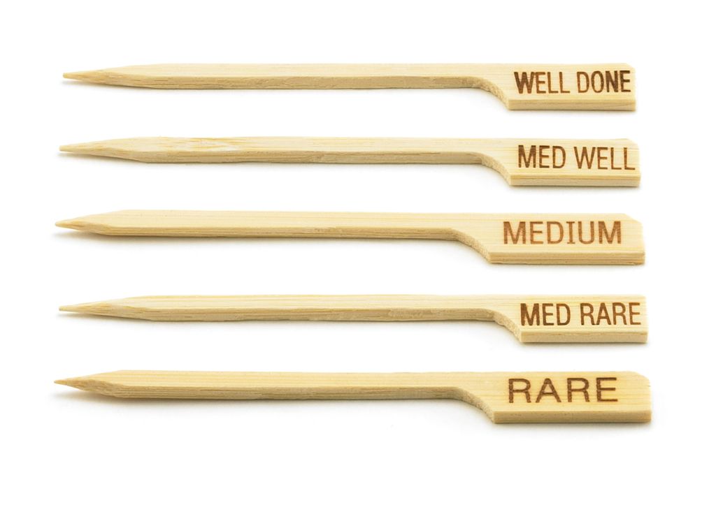 Tablecraft Bamboo Pick, "MED WELL", 3-1/2"