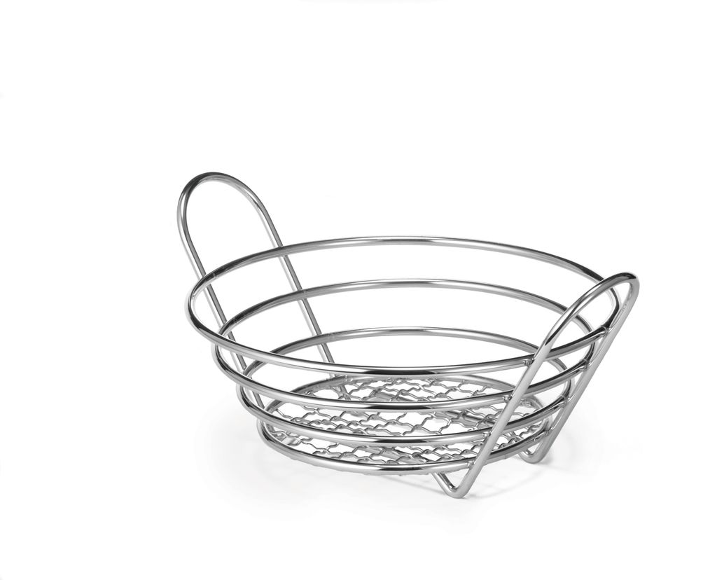 Tablecraft Round Chrome Plated Basket, 12" x 3-1/4"