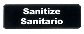Tablecraft "Sanitize" Sign in English and Spanish