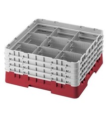 Cambro Diswasher Rack, 9 Comp, Red