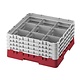 Cambro Diswasher Rack, 9 Comp, Red