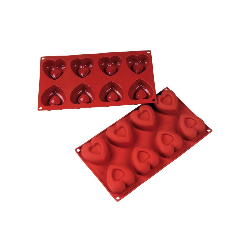 Fat Daddio's Hearts Mold, Silicone, 8 Cavities