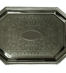 Update International Octagonal Chrome Pltd Tray, 20" x 14"