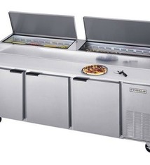 Beverage Air Pizza Top Refrigerated Counter, 3 Sect, 93", 39.8 cu. ft.