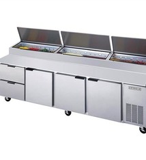 Beverage Air Pizza Top Refrigerated Counter, 4 Section, 119W, 52.5 cu.ft., 2 Drawers