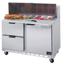Beverage Air Sandwich Unit, 2 Sect., 48", (8) 1/6 Pans, 2 Drawer, 1 Door