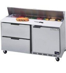 Beverage Air Sandwich Unit, 2 Sect., 60", 2 Drawer, 1 Door, (10) 1/6 Pans