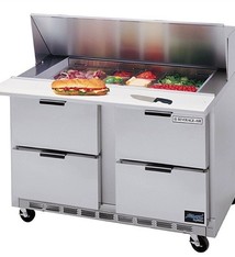 Beverage Air Sandwich Unit, 2 Sect., 60", 4 Drawer, (10) 1/6 Pans