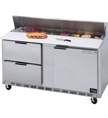 Beverage Air Sandwich Unit, 2 Sect., 2 Drawer, 1 Door, (16) 1/6 Pans