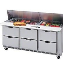 Beverage Air Sandwich Unit, 3 Sect,. 72", (6) Drawer, (8) 1/6 Pans