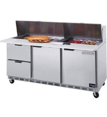 Beverage Air Sandwich Unit, 3 Sect., 72", 2 Drawer, 2 Door, (12) 1/6 Pans