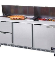 Beverage Air Sandwich Unit, 3 Sect., 72", 4 Drawer, 1 Door, (12) 1/6 Pans