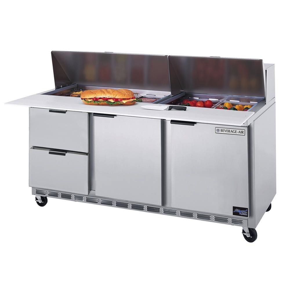 Beverage Air Sandwich Unit, 3 Sect., 72", 6 Drawer, (18) 1/6 Pans