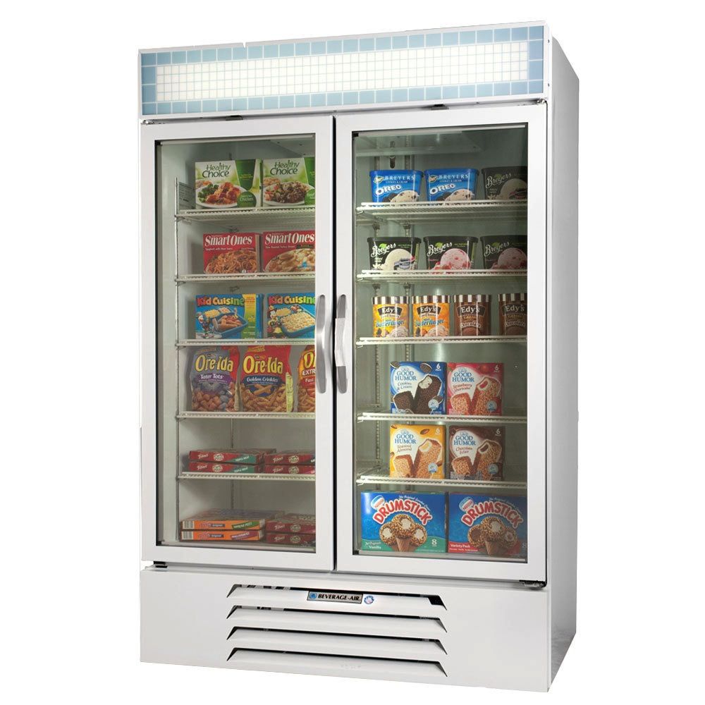 Beverage Air Freezer Merchandiser, 2 Sect., 49 cu.ft
