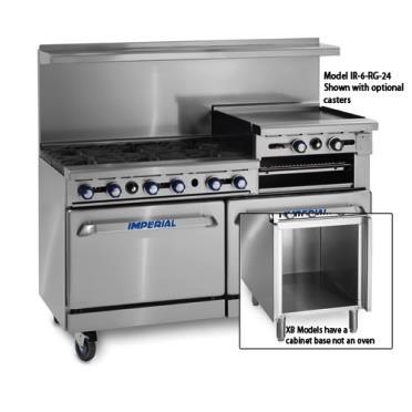 Imperial Range, (4) Burners, (1) 24" Rainsed Griddle/Broiler, (1) Oven, (1) Cabinet Base