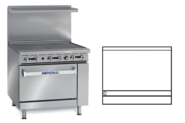 Imperial Range, 60” Griddle, (1) Oven, (1) Cabinet Base, 60”