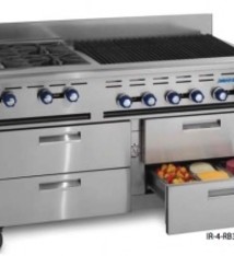 Imperial Sizzle N Chill Range, (10) Step Up Burners, 4-Drawer Refrig., 60”