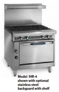 Imperial Range, (3) 12” Combination. Burners/Hot Tops, (1) Oven, 36”