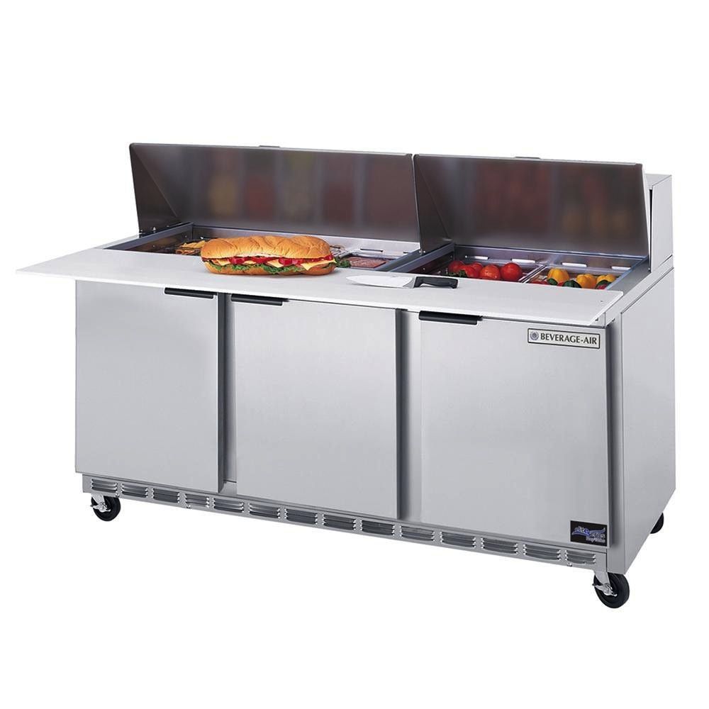 Beverage Air Sandwich Unit, 3 Sect., 8 Pan, 72", 21.5 cu.ft.