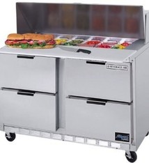 Beverage Air Sandwich Unit, 2 Sect., 48", 4 Drawer, (12) 1/6 Pans