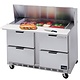 Beverage Air Sandwich Unit, 2 Sect., 4 Drawer, 12 Pan, 60", 17.1 cu. ft.