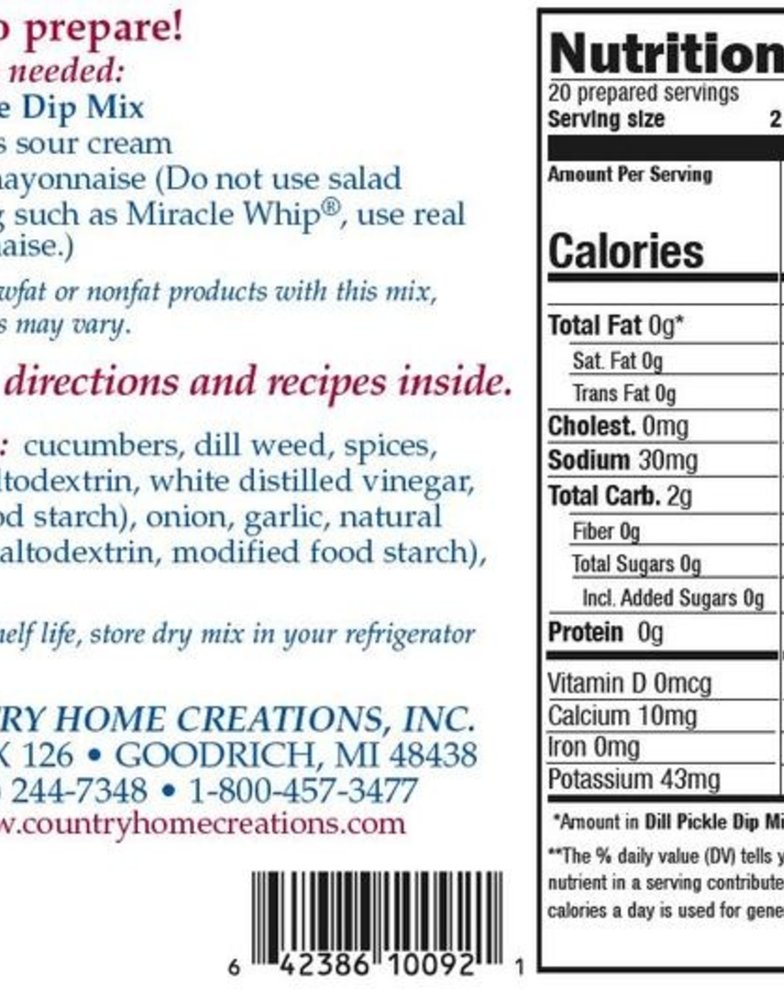 Country Home Creations DILL PICKLE DIP MIX