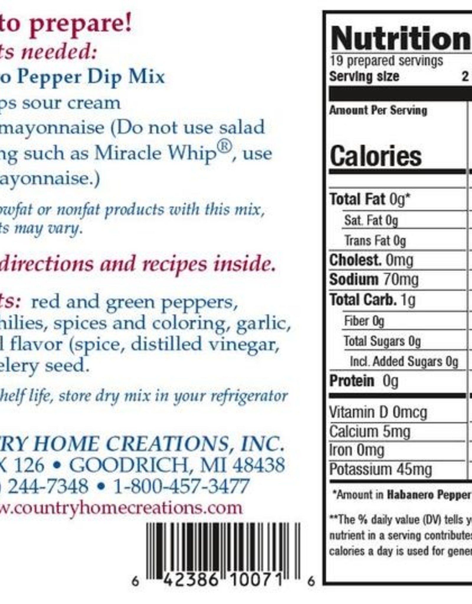Country Home Creations CHIPOTLE GARLIC DIP MIX