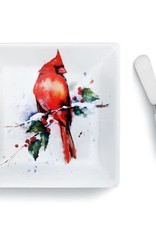Demdaco CARDINAL AND HOLLY PLATE AND SPREADER SET