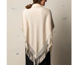 Ivory Triangle Knit Scarf With Fringe Schoolhouse Earth