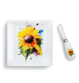 Demdaco SUNFLOWER PLATE WITH SPREADER