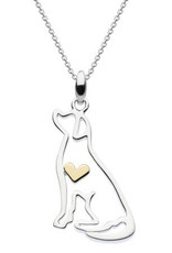 Kit Heath LABRADOR WITH GOLD PLATE HEART NECKLACE - sterling silver