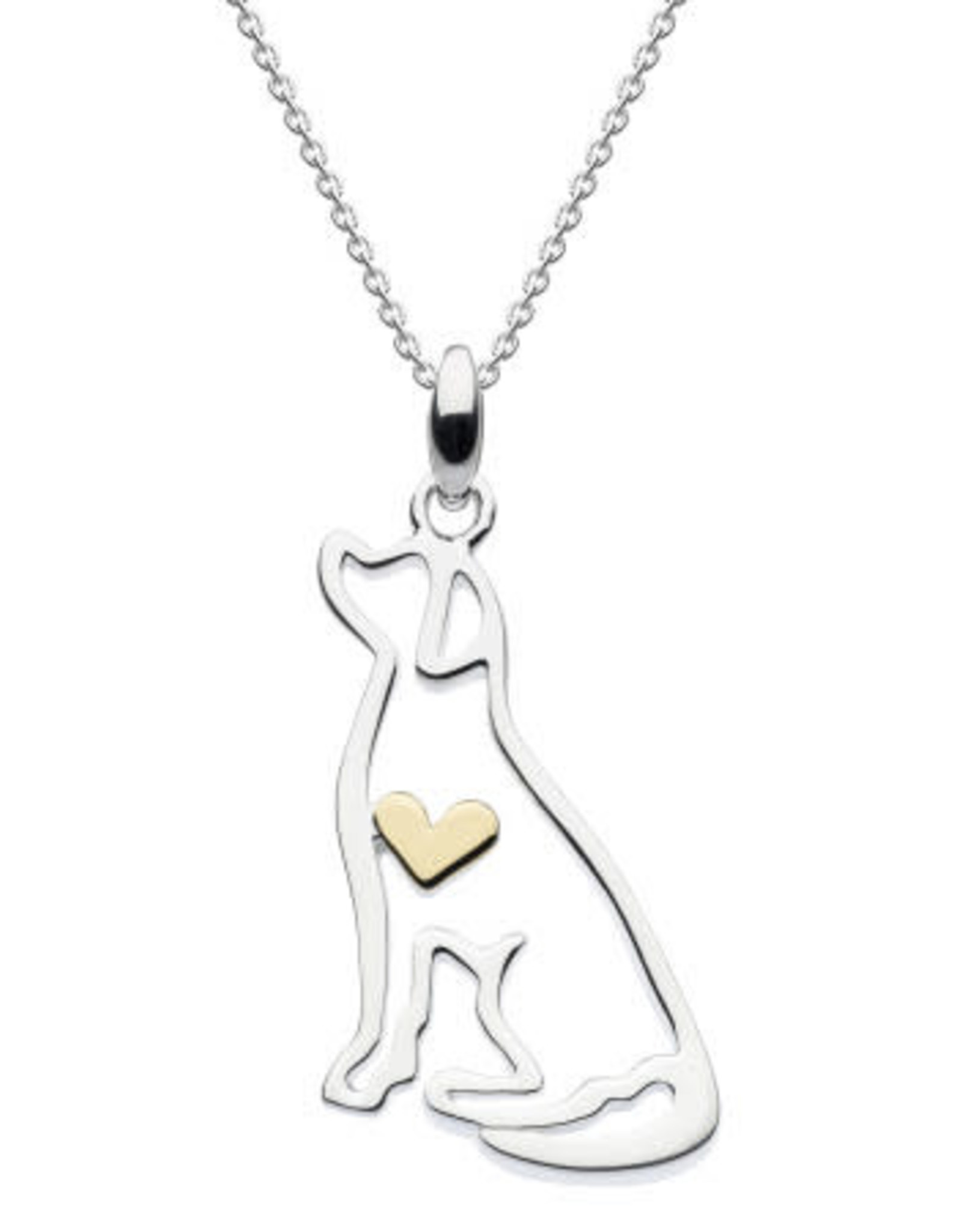 Kit Heath LABRADOR WITH GOLD PLATE HEART NECKLACE - sterling silver