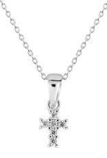 Kit Heath TINY CROSS CUBIC ZIRCONIA NECKLACE - sterling silver