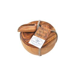 Naturally Med OLIVE WOOD SALT CELLAR AND SCOOP