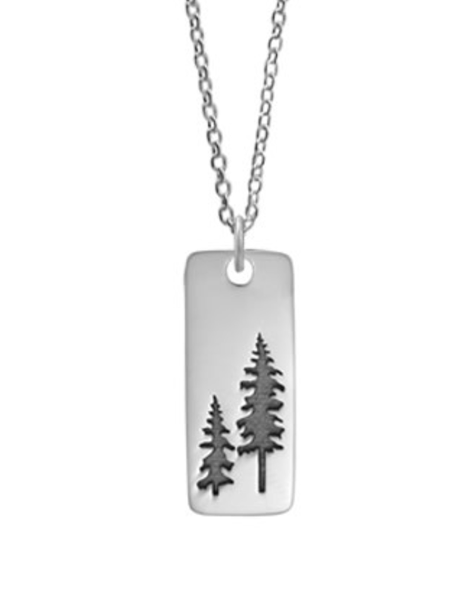 Boma TREES TAG NECKLACE 22" OXIDIZED SILVER