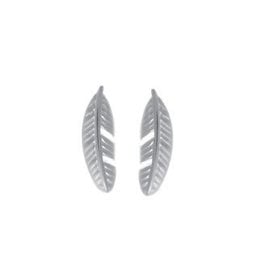 Boma FEATHER POST EARRING MATTE SILVER
